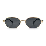 Gentlemanly Octagonal Narrow Rectangle Metal Rim Hipster Sunglasses