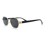 Gentlemanly Octagonal Narrow Rectangle Metal Rim Hipster Sunglasses