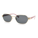 Gentlemanly Octagonal Narrow Rectangle Metal Rim Hipster Sunglasses