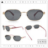 Gentlemanly Octagonal Narrow Rectangle Metal Rim Hipster Sunglasses