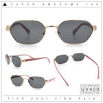 Gentlemanly Octagonal Narrow Rectangle Metal Rim Hipster Sunglasses
