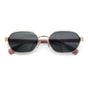 Gentlemanly Octagonal Narrow Rectangle Metal Rim Hipster Sunglasses