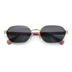 Gentlemanly Octagonal Narrow Rectangle Metal Rim Hipster Sunglasses