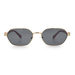 Gentlemanly Octagonal Narrow Rectangle Metal Rim Hipster Sunglasses