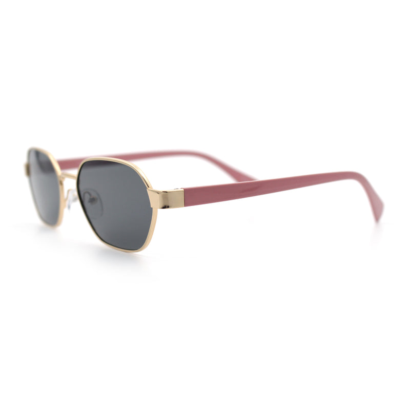 Gentlemanly Octagonal Narrow Rectangle Metal Rim Hipster Sunglasses