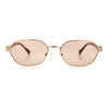 Gentlemanly Octagonal Narrow Rectangle Metal Rim Hipster Sunglasses