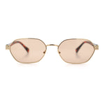 Gentlemanly Octagonal Narrow Rectangle Metal Rim Hipster Sunglasses