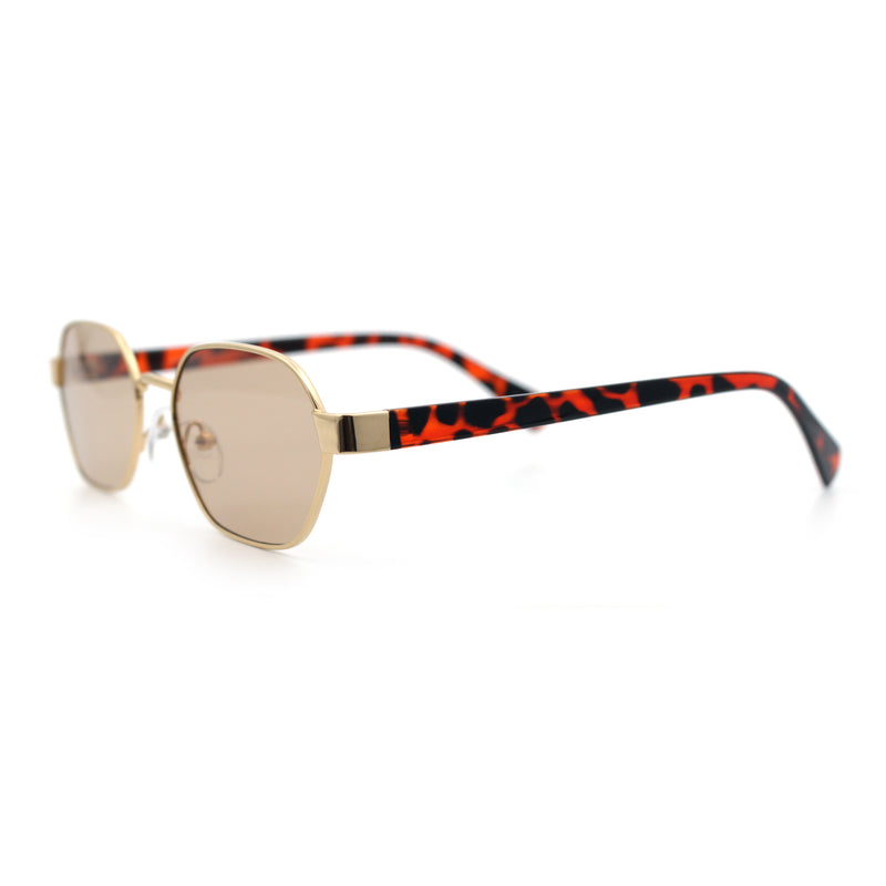 Gentlemanly Octagonal Narrow Rectangle Metal Rim Hipster Sunglasses