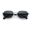 Gentlemanly Octagonal Narrow Rectangle Metal Rim Hipster Sunglasses