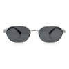 Gentlemanly Octagonal Narrow Rectangle Metal Rim Hipster Sunglasses