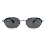 Gentlemanly Octagonal Narrow Rectangle Metal Rim Hipster Sunglasses