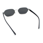 Gentlemanly Octagonal Narrow Rectangle Metal Rim Hipster Sunglasses