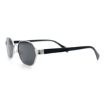 Gentlemanly Octagonal Narrow Rectangle Metal Rim Hipster Sunglasses