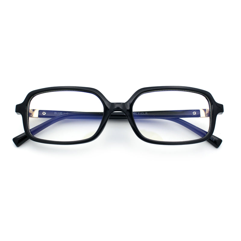Womens Luxe Narrow Rectangle Plastic Blue Light Filter Computer Glasses