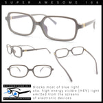 Womens Luxe Narrow Rectangle Plastic Blue Light Filter Computer Glasses