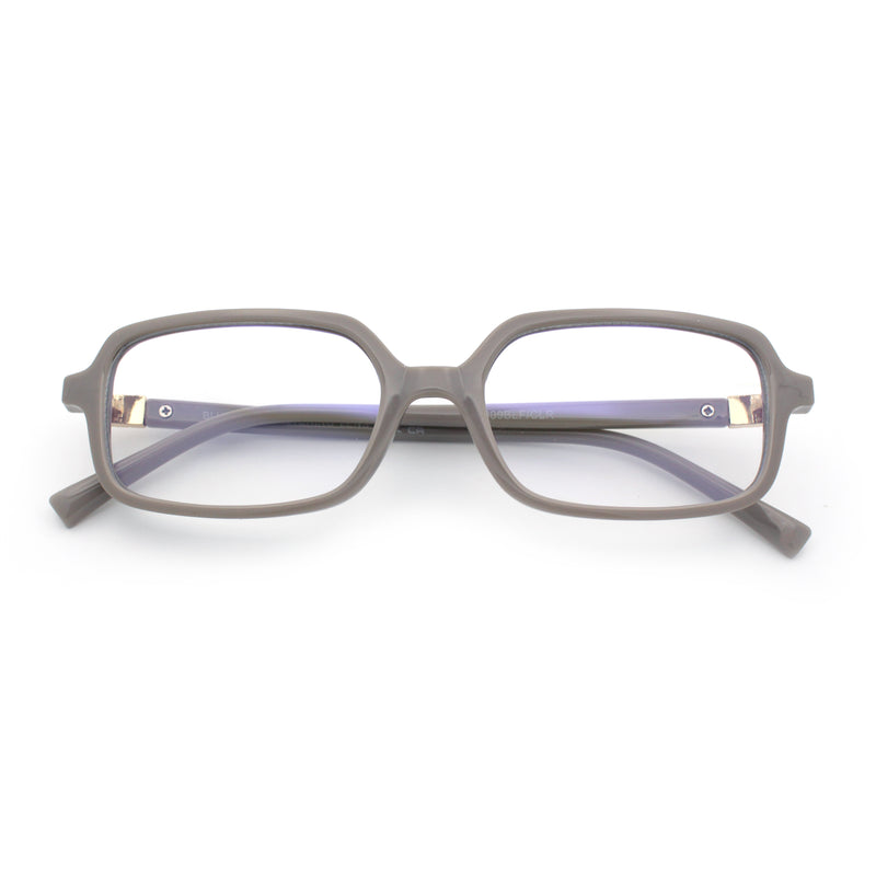 Womens Luxe Narrow Rectangle Plastic Blue Light Filter Computer Glasses