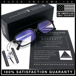 Womens Luxe Narrow Rectangle Plastic Blue Light Filter Computer Glasses