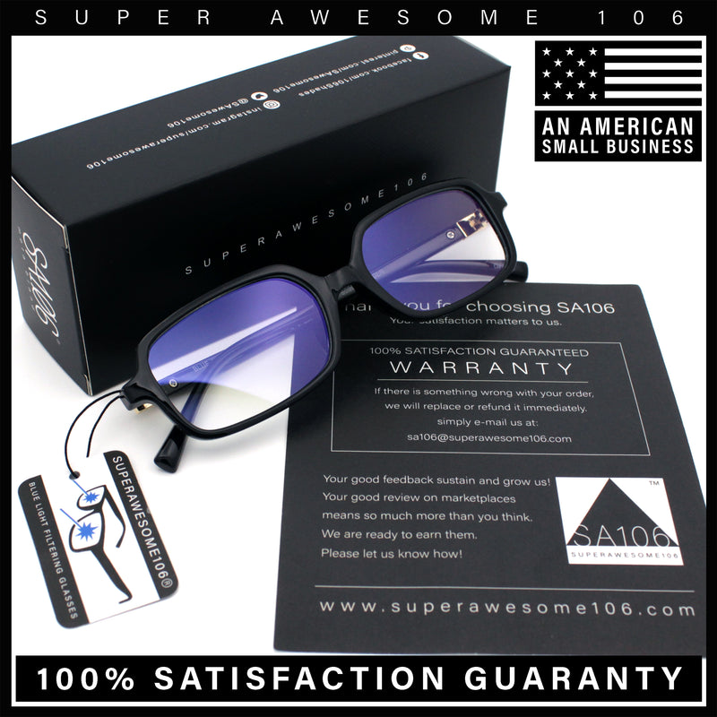 Womens Luxe Narrow Rectangle Plastic Blue Light Filter Computer Glasses