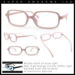 Womens Luxe Narrow Rectangle Plastic Blue Light Filter Computer Glasses