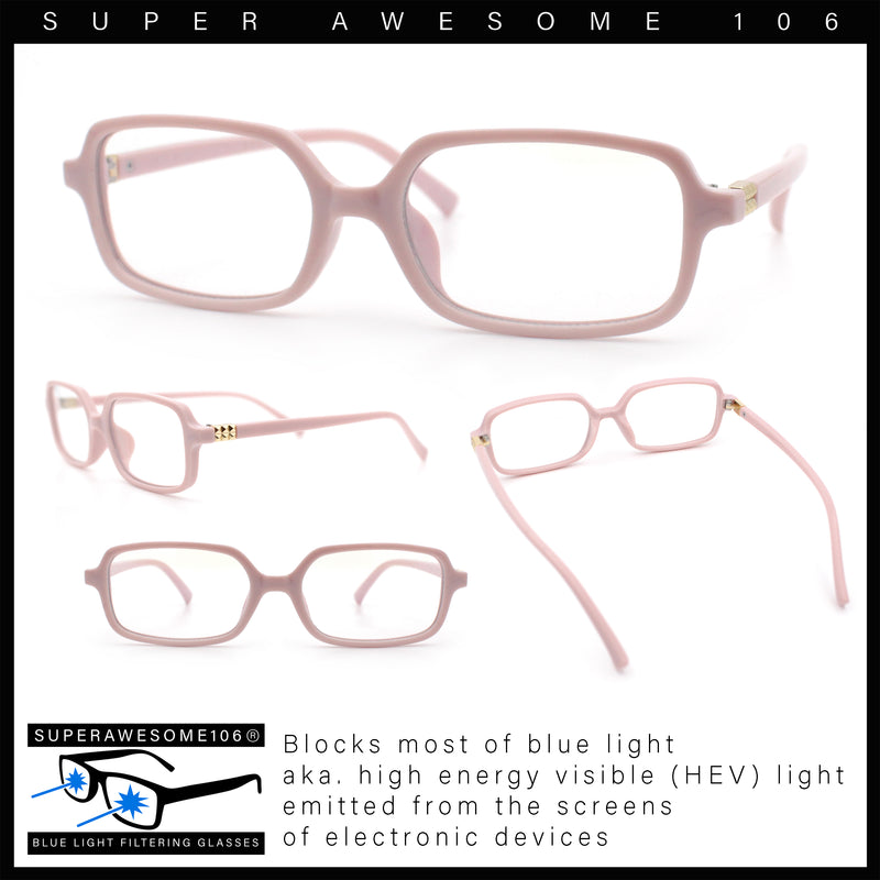 Womens Luxe Narrow Rectangle Plastic Blue Light Filter Computer Glasses