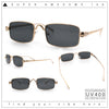 Narrow Rectangle Luxury Leopard Head Jewel Hinges Metal Rim Sunglasses