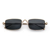 Narrow Rectangle Luxury Leopard Head Jewel Hinges Metal Rim Sunglasses