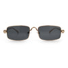 Narrow Rectangle Luxury Leopard Head Jewel Hinges Metal Rim Sunglasses