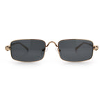 Narrow Rectangle Luxury Leopard Head Jewel Hinges Metal Rim Sunglasses