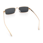 Narrow Rectangle Luxury Leopard Head Jewel Hinges Metal Rim Sunglasses