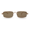 Narrow Rectangle Luxury Leopard Head Jewel Hinges Metal Rim Sunglasses