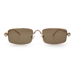 Narrow Rectangle Luxury Leopard Head Jewel Hinges Metal Rim Sunglasses