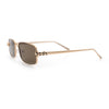 Narrow Rectangle Luxury Leopard Head Jewel Hinges Metal Rim Sunglasses