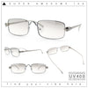 Narrow Rectangle Luxury Leopard Head Jewel Hinges Metal Rim Sunglasses