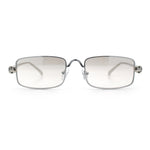 Narrow Rectangle Luxury Leopard Head Jewel Hinges Metal Rim Sunglasses