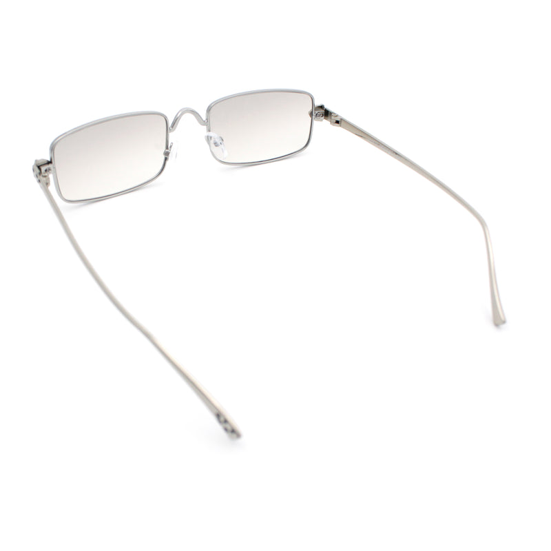 Narrow Rectangle Luxury Leopard Head Jewel Hinges Metal Rim Sunglasses