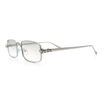 Narrow Rectangle Luxury Leopard Head Jewel Hinges Metal Rim Sunglasses