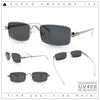 Narrow Rectangle Luxury Leopard Head Jewel Hinges Metal Rim Sunglasses