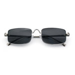 Narrow Rectangle Luxury Leopard Head Jewel Hinges Metal Rim Sunglasses
