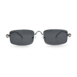 Narrow Rectangle Luxury Leopard Head Jewel Hinges Metal Rim Sunglasses