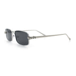 Narrow Rectangle Luxury Leopard Head Jewel Hinges Metal Rim Sunglasses
