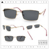 Minimal Narrow Rectangle Metal Rim Dad Fashion Sunglasses