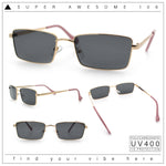Minimal Narrow Rectangle Metal Rim Dad Fashion Sunglasses