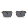 Minimal Narrow Rectangle Metal Rim Dad Fashion Sunglasses
