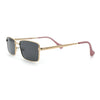 Minimal Narrow Rectangle Metal Rim Dad Fashion Sunglasses