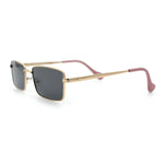 Minimal Narrow Rectangle Metal Rim Dad Fashion Sunglasses