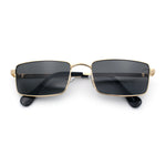 Minimal Narrow Rectangle Metal Rim Dad Fashion Sunglasses