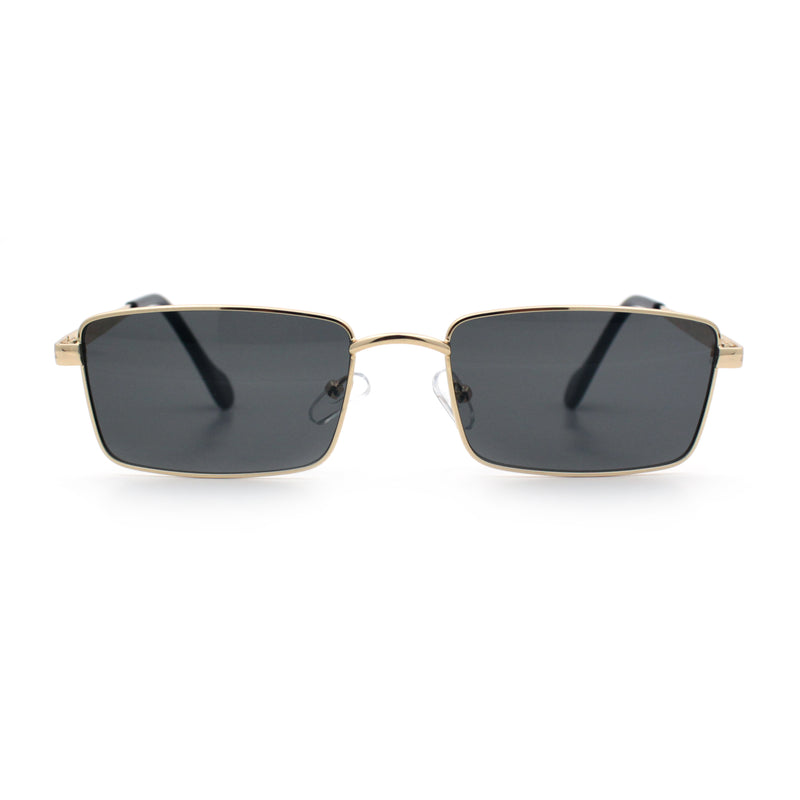 Minimal Narrow Rectangle Metal Rim Dad Fashion Sunglasses