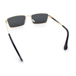 Minimal Narrow Rectangle Metal Rim Dad Fashion Sunglasses