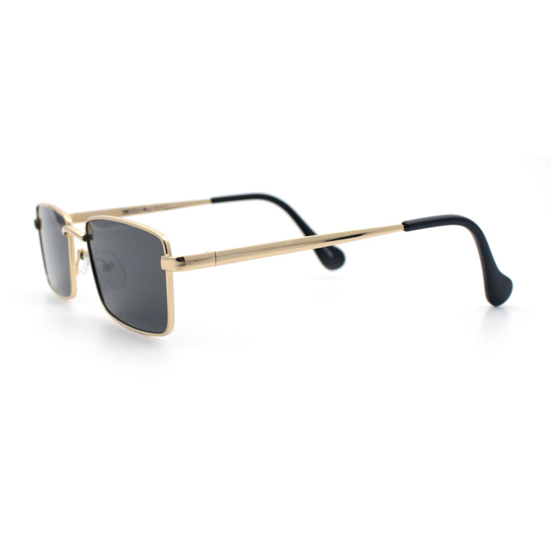 Minimal Narrow Rectangle Metal Rim Dad Fashion Sunglasses