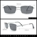 Minimal Narrow Rectangle Metal Rim Dad Fashion Sunglasses